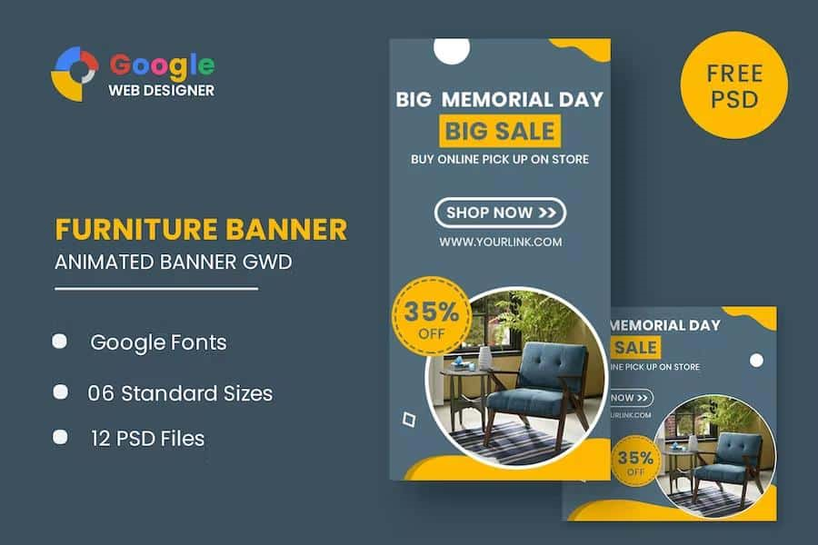 FURNITURE MODEL GOOGLE ADWORDS HTML5 BANNER ADS